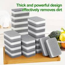 1/5/10/40/100pcs High Density Sponge Scrubber, Kitchen Cleaning Sponge Scrub Pad