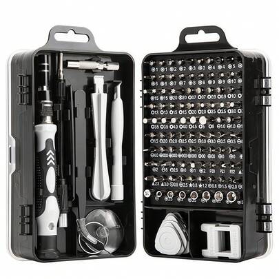 122 piezas Juego de destornilladores de precisión con puntas magnéticas - 32 en 1/115 en 1 Juego de herramientas de reparación profesional de electrónica para computadora portátil, PC, reloj, teléfono - Destornillador multifunción de acero CR-V con estuche de almacenamiento