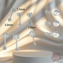 6 peças de brincos redondos hipoalergênicos de prata esterlina 925 com formato de bola, 2,0 mm/2,5 mm/3,0 mm, joias minimalistas para mulheres