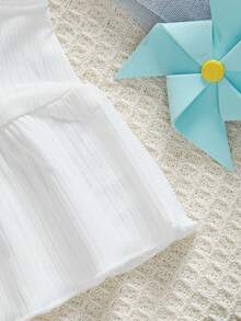 2pcs/Set Atasan Camisole Bordir Bunga Kasual Modis & Celana Pendek Biru, Musim Panas - Baby Blue - View 7