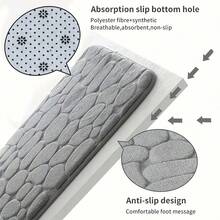 Juego de 3 piezas de alfombras de baño de lujo - Súper absorbente, antideslizante, lavable, alfombras de baño de poliéster con diseño de rayas en relieve, suave y cómodo, adecuado para bañera y área de ducha, alfombra de baño tejida, decoración de habitación, accesorios de baño, decoración de entrada, decoración de baño y cocina - 3 piezas de piedra en relieve - Ver 10
