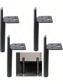 Patas de mueble de 12 pulgadas, pies de mesa de centro negros, patas de metal de estilo mid-century para sofá, armario, otomana, juego de 4 en estilo montado en el lateral para reemplazo en el hogar, manualidades DIY - 12 pulgadas - Ver 1