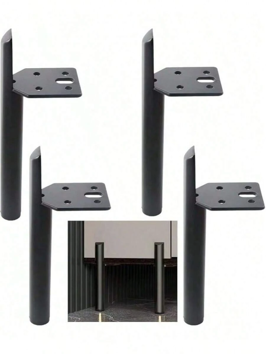 Patas de mueble de 12 pulgadas, pies de mesa de centro negros, patas de metal de estilo mid-century para sofá, armario, otomana, juego de 4 en estilo montado en el lateral para reemplazo en el hogar, manualidades DIY - 12 pulgadas - Ver 1