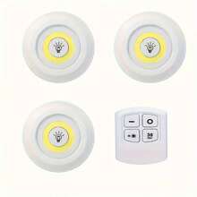 1 peça 6/3 Luzes LED sem fio inteligentes para armários, luzes noturnas COB, 3 pilhas AAA, alimentadas por controle remoto (controle remoto sem bateria) - muito adequadas para uso em guarda-roupas, cozinhas e outros cenários