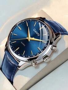 1 件 PU 皮革表带时尚休闲商务条形刻度简约表盘石英手表适合日常佩戴或节日礼物