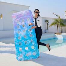 1 buah Kasur Apung Pantai Tiup Berlubang Bulat, Bahan PVC, Pelampung Gradien Berlubang dengan Payet, Kursi Apung Pantai Tiup Musim Panas, Perlengkapan Pantai, Aksesoris Pantai, Pelampung Kolam Renang, Perlengkapan Kolam Renang Tiup - MultiWarna - View 4