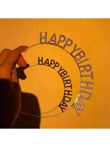 1pc Happy Birthday Headband, Alloy Crystal Tiara Hair Hoop For Students Birthday Party, Prom, Performance - Multicolor - View 6