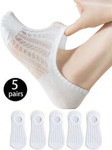 10/5/1 Pair Women's Summer Thin Invisible Socks, Silicone Non-Slip Mesh Breathable No Show Socks - Multicolor - View 3