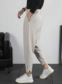 Herren Loose Straight Leg Slim Fit seidig weiche Fallhose, 9-minütige Hose, lässige Fließhose