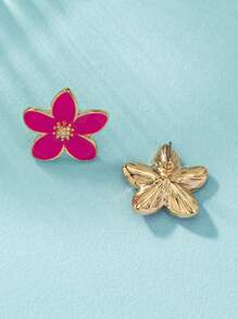 1 paire de boucles d'oreilles à goutte d'huile florale polyvalentes et à la mode pour le port quotidien