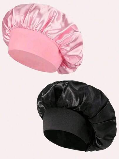 1/2 piezas Gorro de seda para dormir, gorros de satén, gorro de dormir de seda con banda elástica suave, envoltura de cabello de seda para cabello rizado, decoración de baño, decoración de otoño, regreso a la escuela, cabello