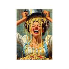 1PC Frameless Canvas Painting "Spaghetti Head" Funny Pasta Art Print - Retro Cooking Theme, Whimsical Maximalist Home Decor, Wrapped Canvas,Perfect For Kitchen, Bathroom, Or Living Room Decor,Perfect For Room Decor,Aesthetic Room Decor, Bedroom,Waterproof Canvas Wall Art, Artwork Wall Painting For Gift,Kitchen, Dining Room, Living Room, Cafe, Bar, Wall Decor , Home And Dormitory Decoration Gifts Birthday Graduation - Multicolor - View 15