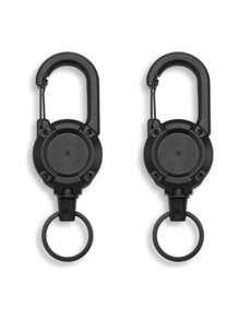 Siliget Heavy Duty Lanyard Badge Reel With 23.6'' Steel Cord, Retractable Keyring For Outdoor Black,School Supplies,Back To School
