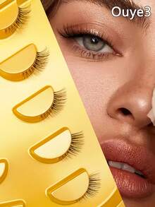 Ouye3 5pairs Of Natural Heye False Eyelashes, 2.2mm Length, Natural Cat Eye Eyelash Makeup Tool Extended Fluffy Faux Mink Eye Eyelashes Transparent Strip Natural Long Cat Eye Eyelashes 3D Fluffy False Eyelashes Mini Cute Ultra Short Half Eye Eyelashes, Suitable For Role-Playing, European And American Style Extended False Eyelashes - Cat Eye Lashes - View 1