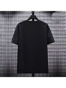 Fashion Letter Pattern Men's T-Shirt Pure Cotton Skin Comfortable , Suitable For Sports Out At Home Suitable For Lovers Loved OnesRap Rock Signature Print T-Shirt Outdoor Daily Casual And Fashionable T-Shirt-6482-HHCN TRADING LIMITED - Black - View 3