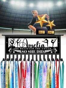 1 pezzo supporto medaglie per ginnastica per atleti, personalizzabile con il tuo nome e icona, da montare a parete con 15 ganci, supporto espositivo per medaglie e trofei, facile da appendere alla parete, regalo personalizzato per atleti e sportivi