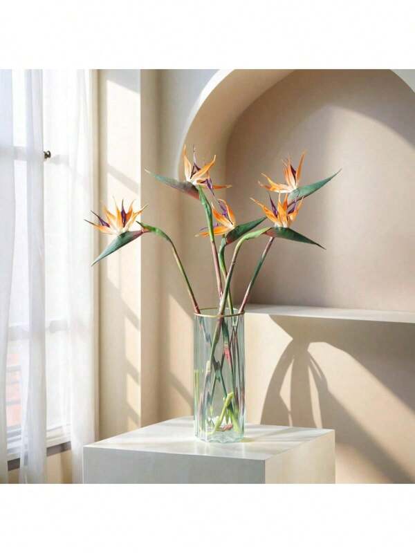 Flower Realm 2Pcs 22.83'' Artificial Bird Of Paradise Flowers, Faux Tropical Plants Long Stem Rubber Strelitzia, Greenery Bouquet For Indoor Outdoor Home Garden Office Balcony Party Wedding DIY Crafts Fall Decorations Valentine's Day Birthday Graduation Gifts