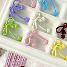 8pcs Multi-Color Random Cute Sweet Dopamine Macaron Color Candy Color Youthful Style Colorful Peach Heart Bow Knot Pendant DIY Handmade Necklace Bracelet Charm Earring Jewelry Accessory