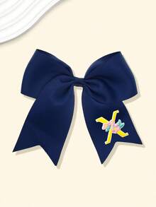 1个26个字母A-Z刺绣蝴蝶结马尾发夹，时尚女孩礼物，青少年女孩发夹，适合节日、派对、学校等场合。 - 藏蓝色 - 查看 32