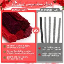 [Gói số lượng lớn 100/500 chiếc] Que làm sạch ống nhung đỏ rực rỡ – Thân ống siêu dày và linh hoạt 6mm X 11,8" dùng cho đồ thủ công tự làm, trang trí nhà cửa, làm sạch ống & hoạt động cho trẻ em – Lõi dây có thể uốn cong, hoàn hảo cho nghệ thuật, dự án trường học & trang trí ngày lễ - Nhiều màu - Xem 4