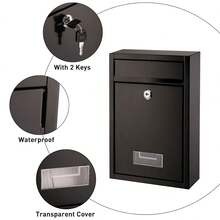 Wall-Mount Mailbox For House Mail Box Galvanized Steel Rust-Proof Metal Post Box - Black - View 9