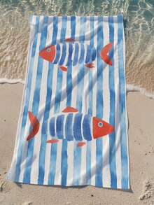 Printed Beach Towel - Coral Orange - View 2