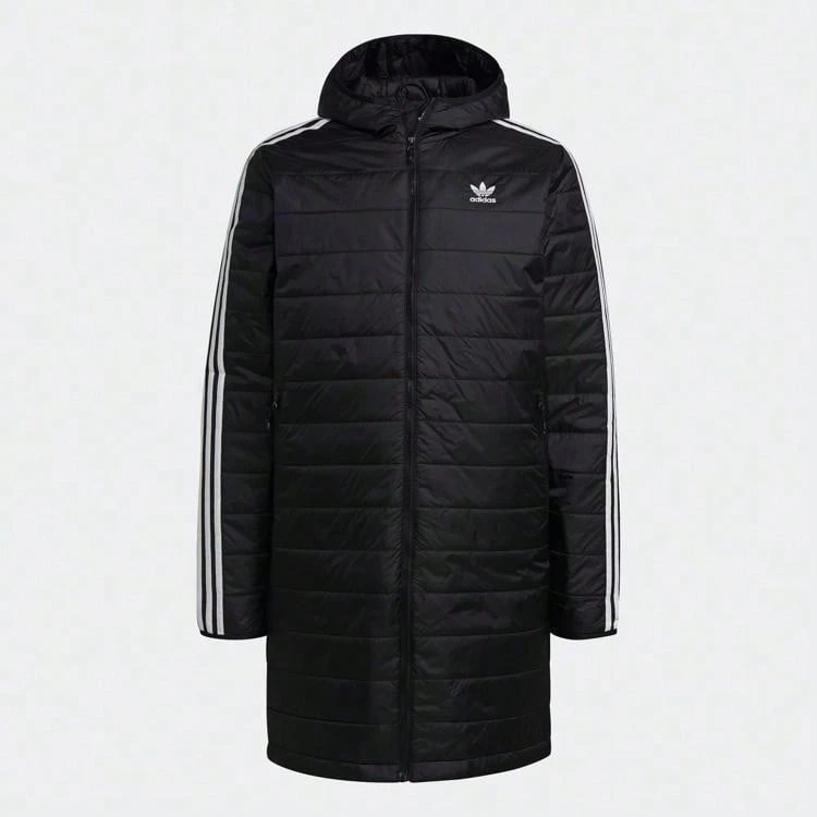 Adidas Abrigo acolchado de media longitud para hombre con diseño de trébol de tres hojas, HM2461 - Negro - Ver 1