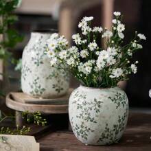 Rustykalny zabytkowy ceramiczny wazon na kwiaty, nowy chiński styl świeży i prosty kwiatowy uchwyt na wodę do salonu, gabinetu, biura