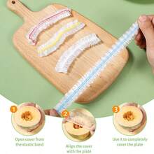 100 个可重复使用的弹性塑料碗盖 - 适用于微波炉，可拉伸食品储存盖，用于面包发酵、剩菜、野餐和露营（适合最大 14.9 英寸的碗）