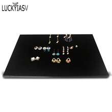 Bandeja de espuma para joyería, revestimientos de inserciones DIY, anillos de joyería de terciopelo gris/negro, pulsera, reloj, caja mostrada, pendientes, bandeja con agujeros, 1 ud. - Pendientes grises - Ver 6