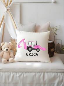 Personalisierter Kinder-Bagger Kissenbezug - beidseitig Muster, personalisiert mit Foto/Text/Name, dekorative Kissenbezüge, personalisierte Kissenhüllen, ideal als Geschenk und Geburtstagspräsent für Kinder