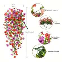 1pc Artificial Hanging Flowers, UV Resistant Hanging Violet Decoration, Plastic Flower Hanging Basket For Wedding, Home Decoration, Porch Garden Decoration, Outdoor Yard, Patio And Window Decoration
