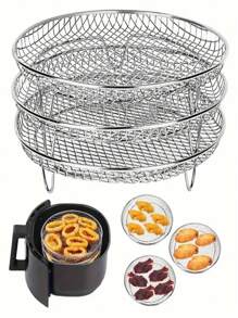 Juego de accesorios para freidora de aire de acero inoxidable - Apilable, apto para lavavajillas para hornos y freidoras, perfecto para hornear saludable en vacaciones