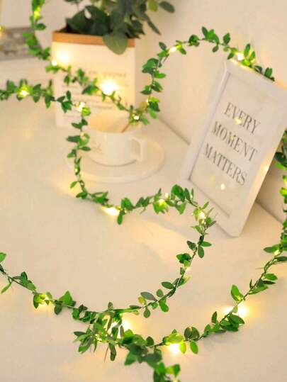32.81ft (Approx. 10m) 100 LED Bead Vine Lights, Battery Powered, Warm White Lights With Green Vines, Suitable For Indoor/Outdoor Decor, Wedding, Garden, Party, Fence, Room, Christmas, Home Decoration