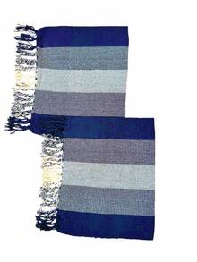 3 Piece Loom Runner Set 100% Cotton Promotion - Blue and White - View 3