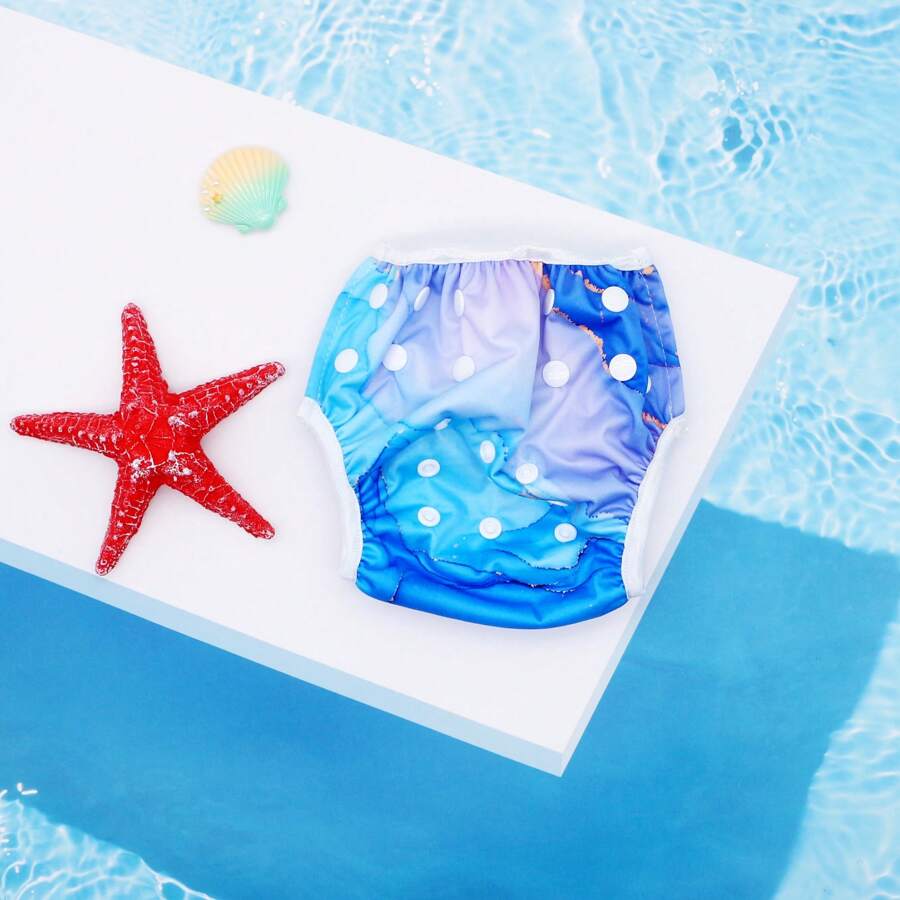 1 Stück wiederverwendbare Schwimmwindel aus Stoff, einstellbare Schwimmwindel-Hose für Schwimmunterricht Baby Mädchen, Jungen, neutraler Farbton Schwimmwindel (das Muster wird umgekehrt sein)