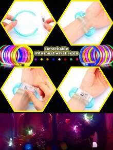 20个/套 发光手环，内置彩色LED灯，亚克力材质，黑暗环境下可发光，可持续使用12小时以上，适用于酒吧、婚礼、派对、返校季、音乐会、圣诞派对、圣诞礼物和生日礼物。 - 彩色 - 查看 6