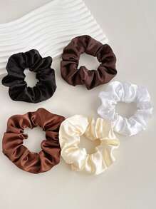 2pcs Set Solid Color Casual Synthetic Hair Scrunchies, Fashion Accessories, Suitable For Women All Seasons
