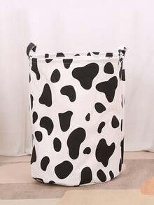 1pc Foldable Waterproof Laundry Basket, Cow & Leopard Print Fabric Storage Box, Suitable For Toy Storage, Dorm, Bedroom, Bathroom Organization - Multicolor - View 8