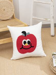 1 件/2 件套卡通苹果图案枕套，棉质法兰绒刺绣装饰抱枕套，适合居家、卧室、客厅、沙发、汽车、花园，四季皆宜，45*45 厘米，无填充
