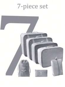 7pcs/Set Travel Organizer Set - Multi-Functional Packing Cubes, Makeup Brush Bag, Cosmetic Bag, Skincare Case, Garment Bag, Zipper Pouch, Tote Bag, Mesh Bag, Shoe Bag, Bottle Bag, Drawstring Bag, General Bag, Underwear Bag, Luggage Organizer Travel Bag Luggage Bag Duffle Bag Overnight Bag Large Capacity Durable Cruise Essentials Vacation Essentials For Men Women - Multicolor - View 10