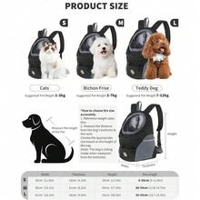 狗狗背包式宠物包适用于中小型犬旅行包前包透气可调节带反光条适用于徒步户外猫咪