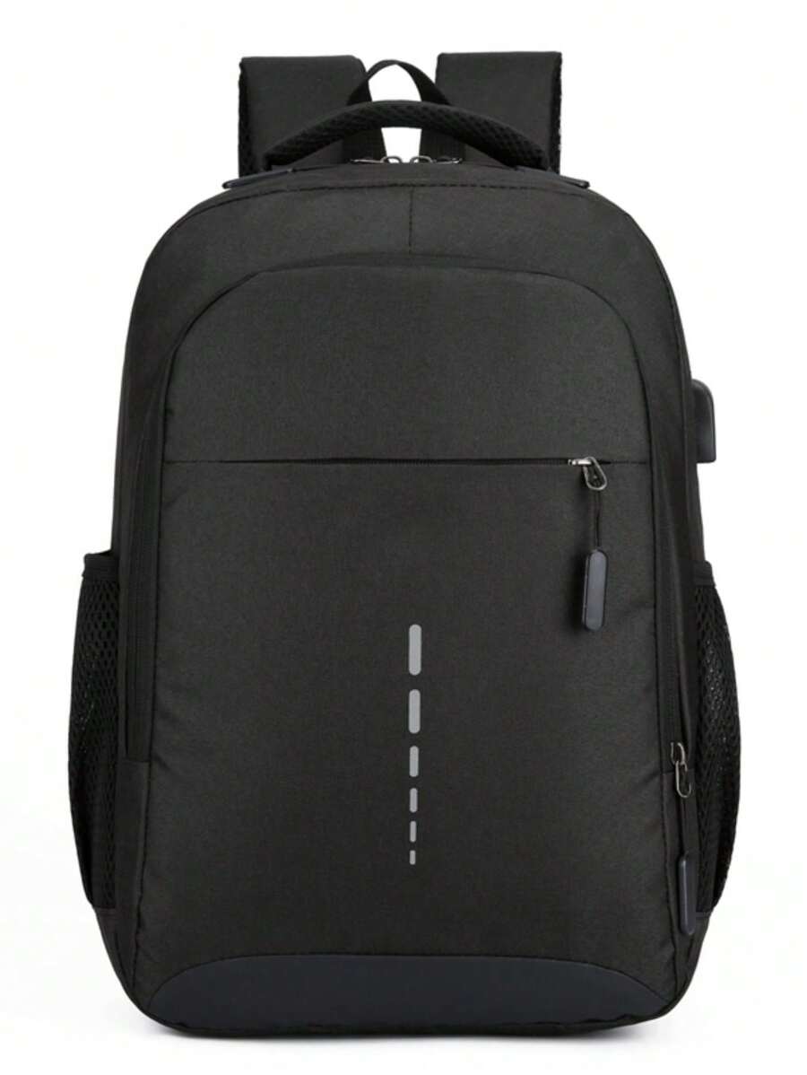 Casual Reflective Strip Design USB Waterproof Fashion Men's Backpack Office Accessories Laptop Bag For Men
