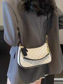 1pc Solid Color PU Leather Shoulder Bag For Women, Versatile Crossbody Bag For Commuting, Adjustable Shoulder Strap - Black - View 6