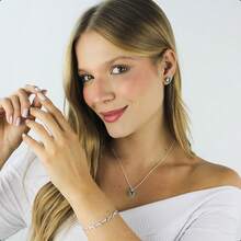 925 Silver Plated Semi-Jewelry Kit With Necklace, Earring And Heart Bracelet – Ideal Gift For Mother's Day - 電氣石 - 查看 1