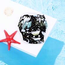 1 Stück wiederverwendbare Schwimmwindel aus Stoff, einstellbare Schwimmwindel-Hose für Schwimmunterricht Baby Mädchen, Jungen, neutraler Farbton Schwimmwindel (das Muster wird umgekehrt sein)