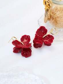 1 par de Pendientes retro de pétalos rojos largos de acrílico, pendientes personalizados de moda para mujeres y niñas para fiestas, bodas, cumpleaños y aniversarios, regalo de joyería