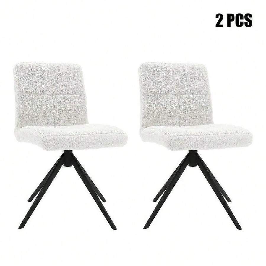 Livingandhome 2Pcs Plush Breakfast Bar Stools - White - View 1