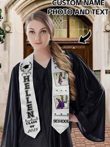 1pc Customized 2025 Graduation Shawl, Personalized Name & Photo Shawl, Premium Graduation Shawl, 6 Color Options, Double Layered Craftsmanship, Long-Lasting Colors, Shine Bright During Graduation Season
