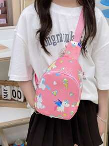 Bolsa para niños y niñas, bolsa cruzada de monedas con diseño de dibujos animados, mochila pequeña casual al aire libre para el pecho, para lápiz labial, brochas, cuidado de la piel, teléfono móvil, monedas, artículos pequeños